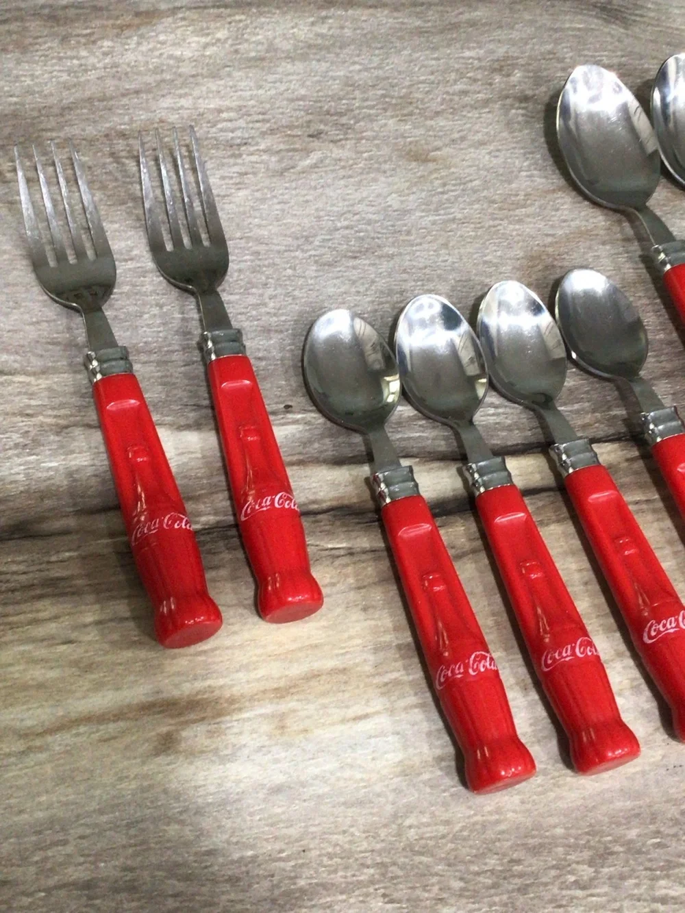 Vintage Gibson 10pc Coca-Cola Bottle Stainless Flatware Replacement Fork Spoon
